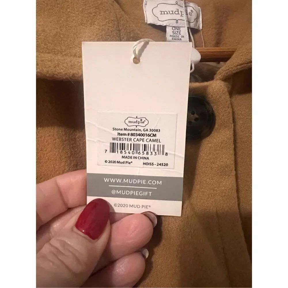 Mudpie Women's One Size Webster Cape Sweater Camel Tan Relaxed Fit Academia New - Picture 10 of 13